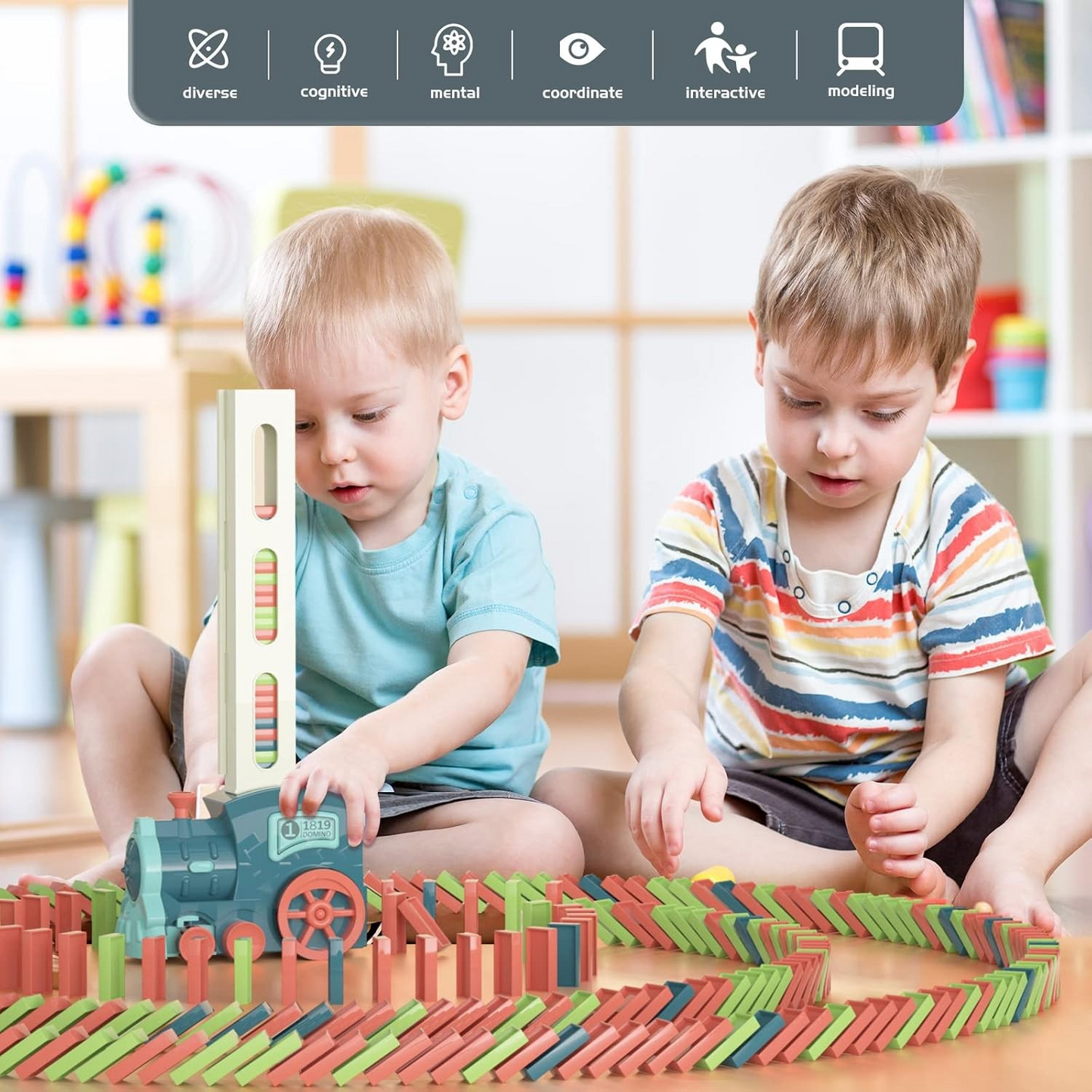 Train Toy Domino Set for Kids