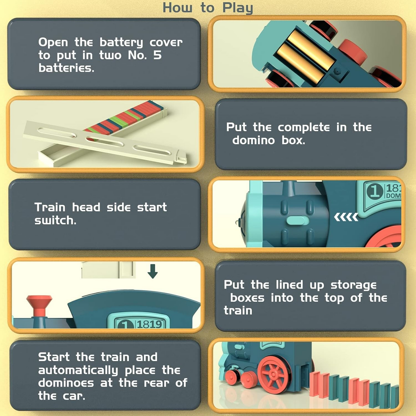 Train Toy Domino Set for Kids